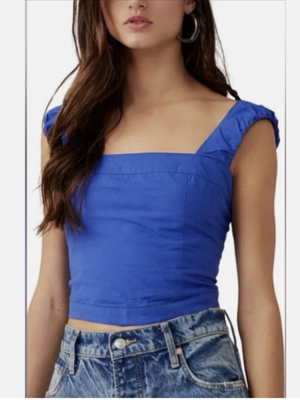 FREE PEOPLE Ashley Crop in Mazarine Blue NWT